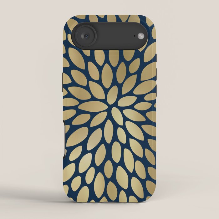 Gold and Navy Floral Bloom iPhone Case Gallery Image 2