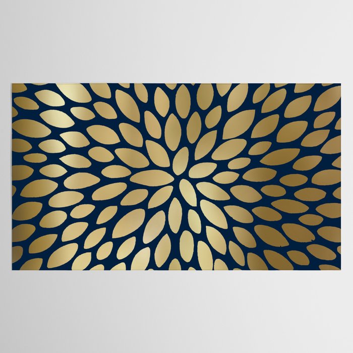 Gold and Navy Floral Bloom Tablecloth Gallery Image 2