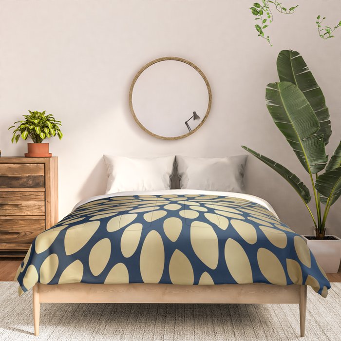 Gold and Navy Floral Bloom Comforter Gallery Image 3