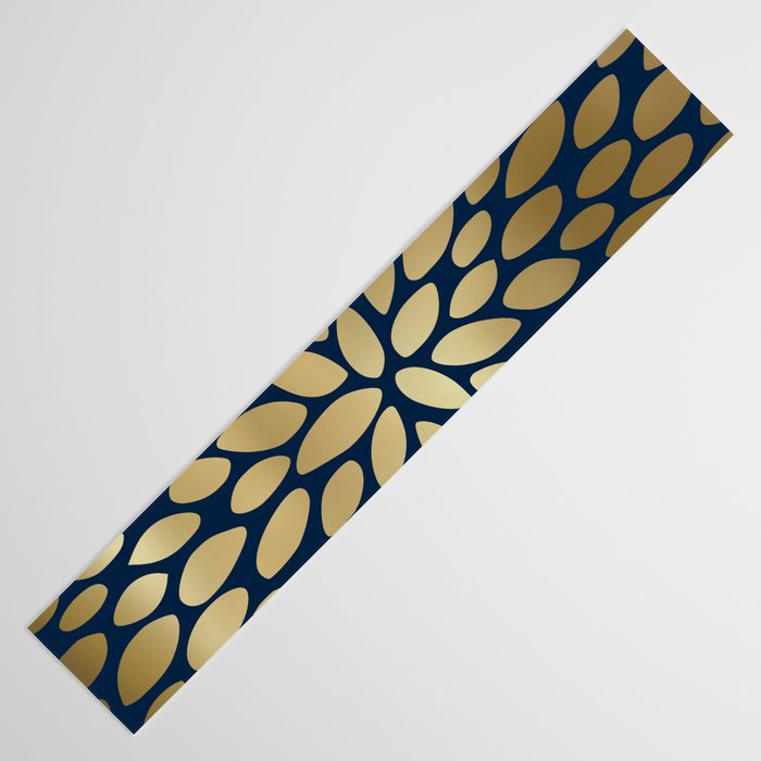 Gold and Navy Floral Bloom Table Runner Gallery Image 3