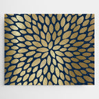 Gold and Navy Floral Bloom Jigsaw Puzzle Gallery Image 1