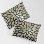 Gold and Navy Floral Bloom Pillow Sham Gallery Image 3