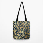 Gold and Navy Floral Bloom Tote Bag Gallery Image 2