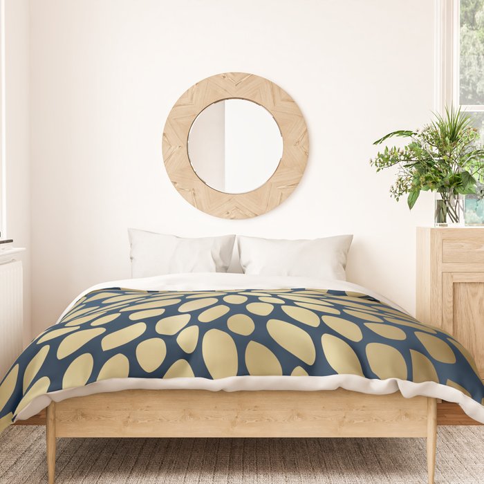 Gold and Navy Floral Bloom Duvet Cover Gallery Image 3