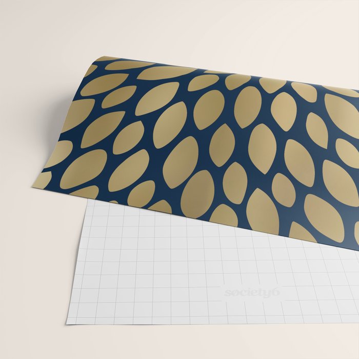 Gold and Navy Floral Bloom Wrapping Paper Gallery Image 2