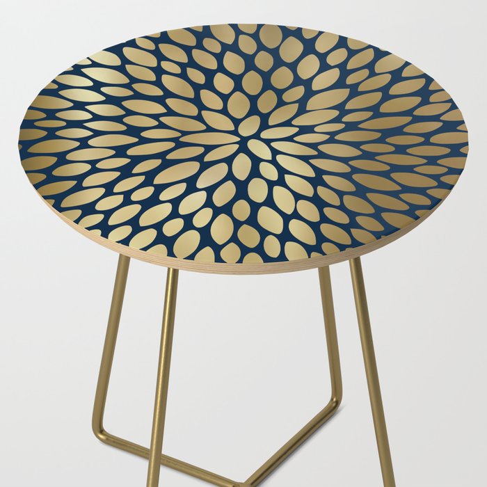 Gold and Navy Floral Bloom Side Table Gallery Image 2