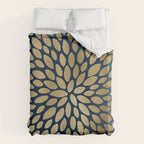 Gold and Navy Floral Bloom Duvet Cover Gallery Image 6