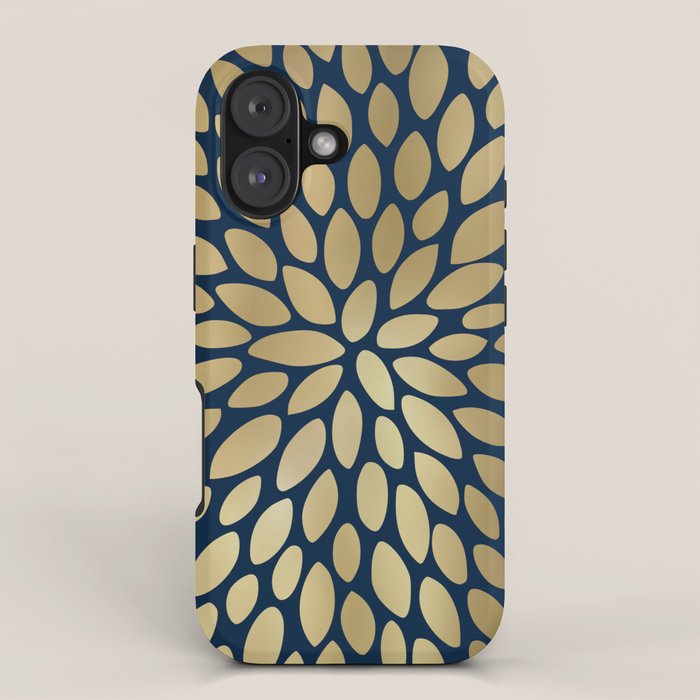 Gold and Navy Floral Bloom iPhone Case Gallery Image 1