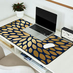 Gold and Navy Floral Bloom Desk Mat Gallery Image 2