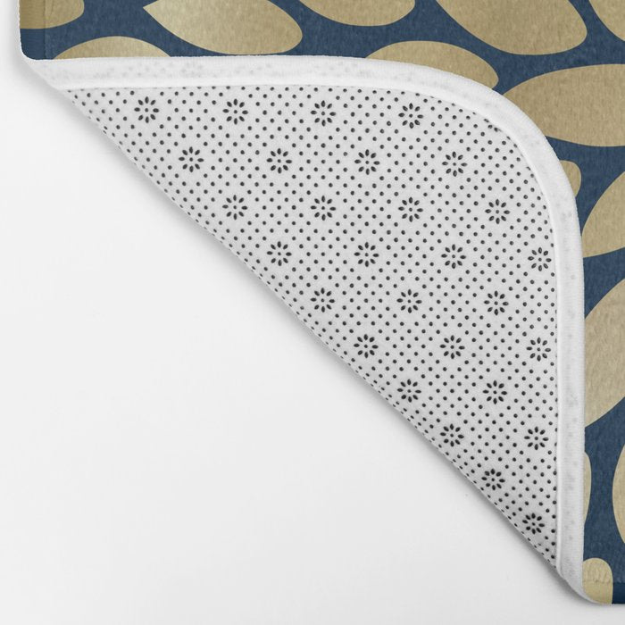 Gold and Navy Floral Bloom Bath Mat Gallery Image 2