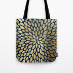 Gold and Navy Floral Bloom Tote Bag Gallery Image 1