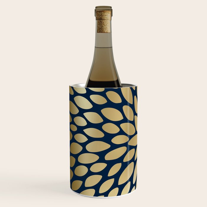 Gold and Navy Floral Bloom Wine Chiller Gallery Image 2