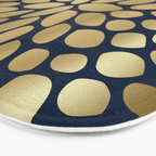 Gold and Navy Floral Bloom Bath Mat Gallery Image 3