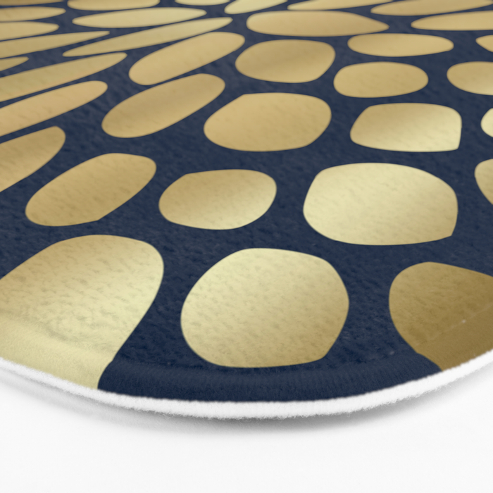 Gold and Navy Floral Bloom Bath Mat Gallery Image 3