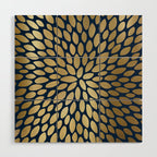 Gold and Navy Floral Bloom Wood Wall Art Gallery Image 1