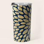 Gold and Navy Floral Bloom Travel Mug Gallery Image 3