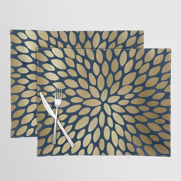 Gold and Navy Floral Bloom Placemat Gallery Image 1