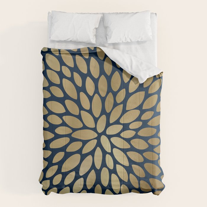 Gold and Navy Floral Bloom Comforter Gallery Image 6
