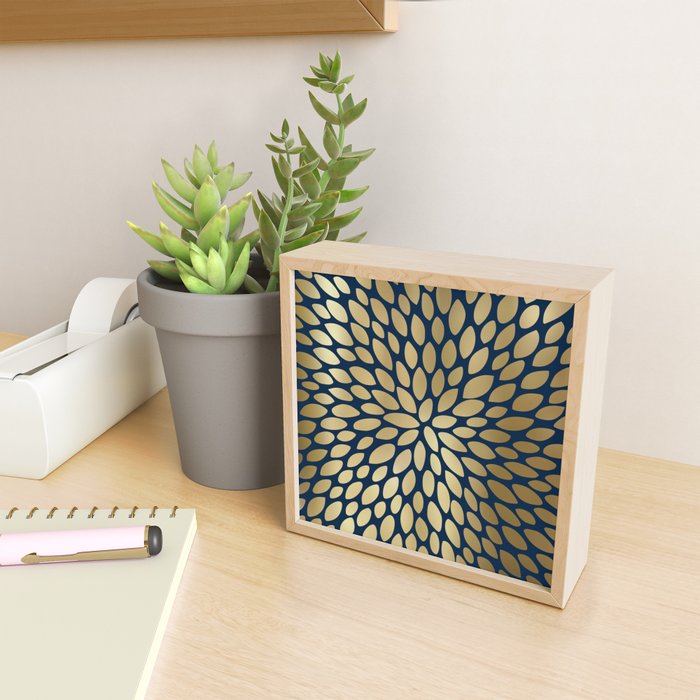 Gold and Navy Floral Bloom Mini Art Print Gallery Image 2
