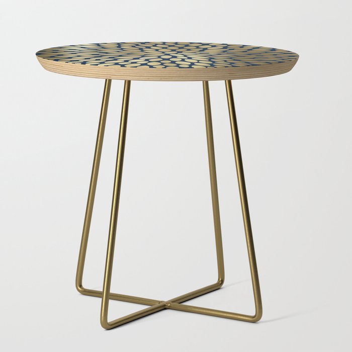 Gold and Navy Floral Bloom Side Table Gallery Image 1