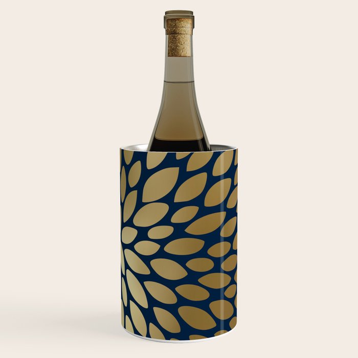 Gold and Navy Floral Bloom Wine Chiller Gallery Image 3