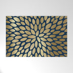 Gold and Navy Floral Bloom Welcome Mat Gallery Image 1