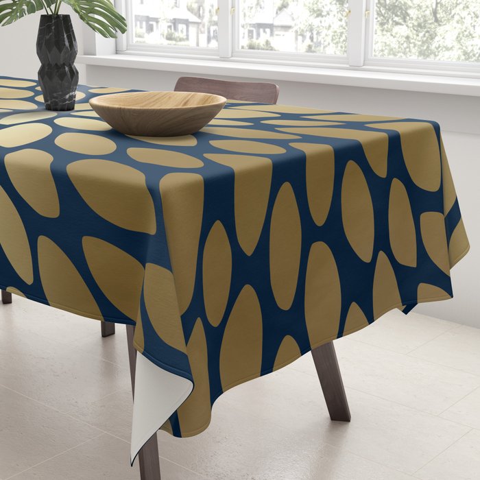 Gold and Navy Floral Bloom Tablecloth Gallery Image 3