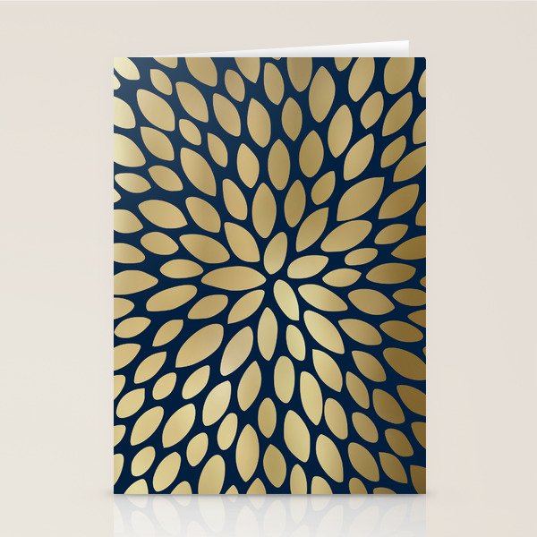 Gold and Navy Floral Bloom Stationery Card Gallery Image 2