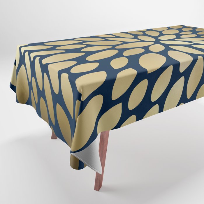 Gold and Navy Floral Bloom Tablecloth Gallery Image 1