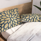 Gold and Navy Floral Bloom Pillow Sham Gallery Image 2
