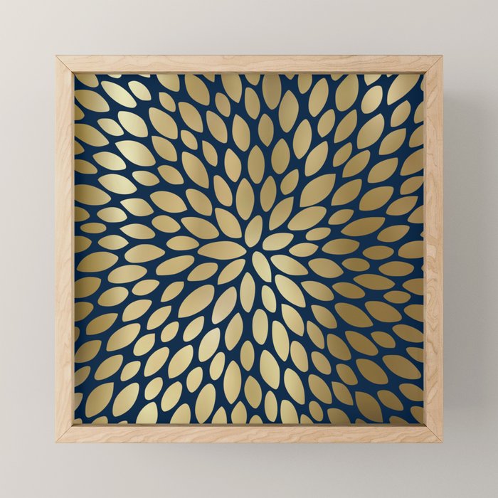 Gold and Navy Floral Bloom Mini Art Print Gallery Image 1