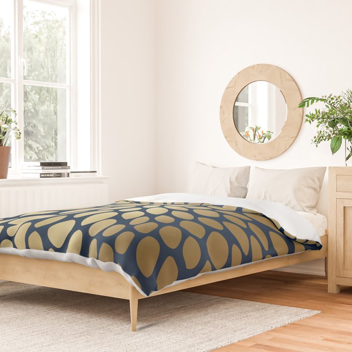 Gold and Navy Floral Bloom Duvet Cover Gallery Image 2