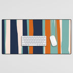 Stripes Abstract, Orange, Teal, Navy Desk Mat Gallery Image 1