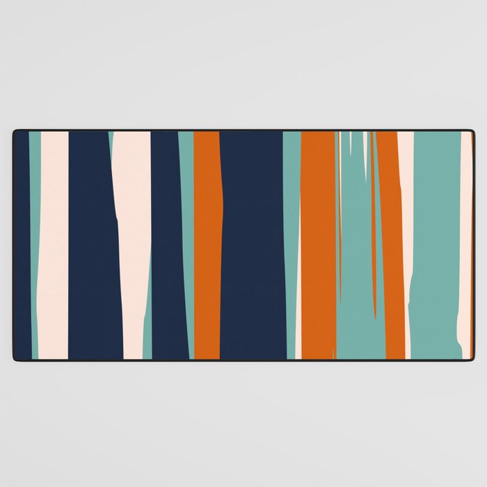 Stripes Abstract, Orange, Teal, Navy Desk Mat Gallery Image 3