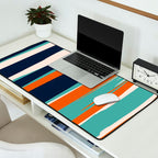 Stripes Abstract, Orange, Teal, Navy Desk Mat Gallery Image 2