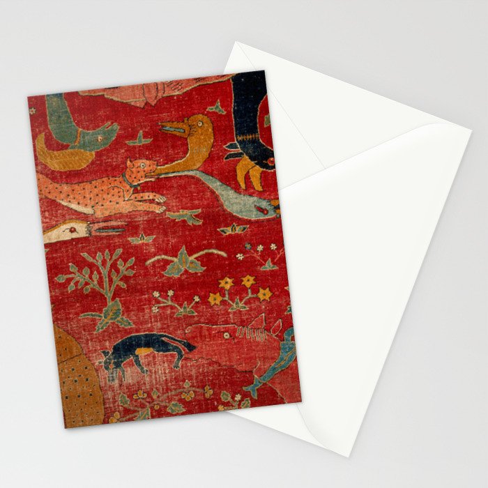 Animal Grotesques Mughal Carpet Fragment Digital Painting Stationery Card Gallery Image 2