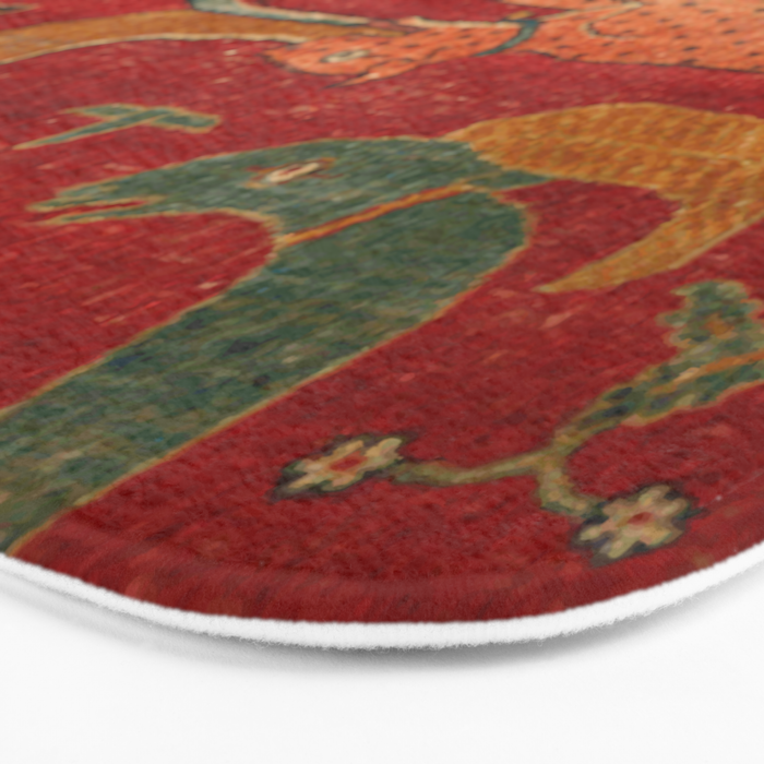 Animal Grotesques Mughal Carpet Fragment Digital Painting Bath Mat Gallery Image 3