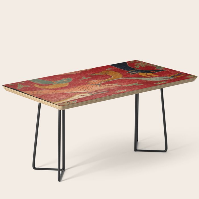 Animal Grotesques Mughal Carpet Fragment Digital Painting Coffee Table Gallery Image 1