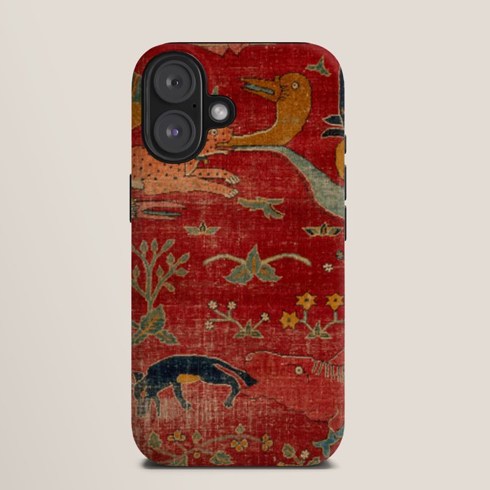 Animal Grotesques Mughal Carpet Fragment Digital Painting iPhone Case Gallery Image 9