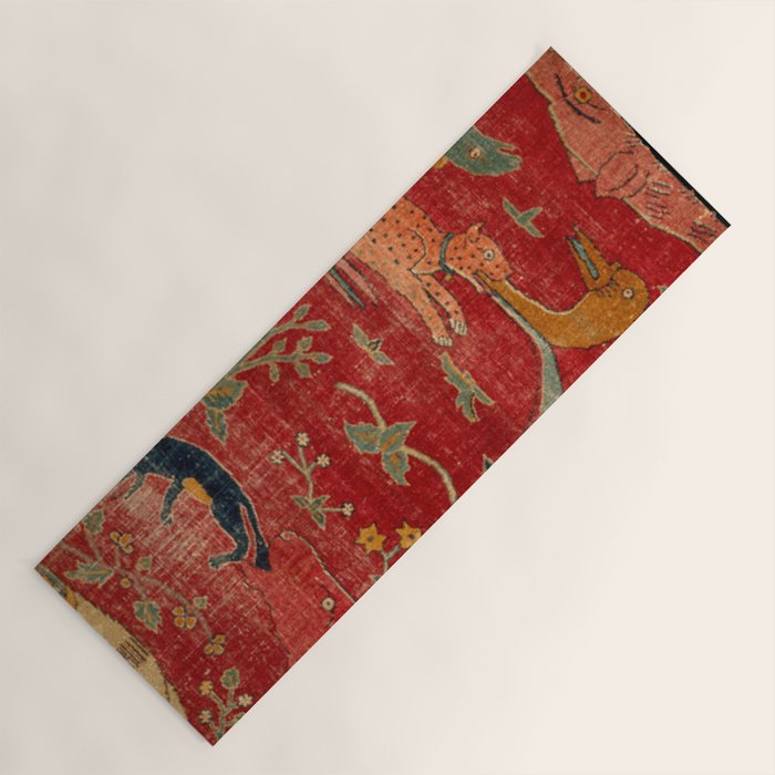 Animal Grotesques Mughal Carpet Fragment Digital Painting Yoga Mat Gallery Image 1