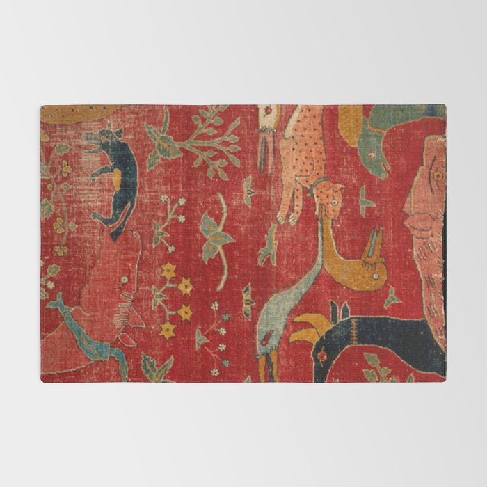 Animal Grotesques Mughal Carpet Fragment Digital Painting Rug Gallery Image 2