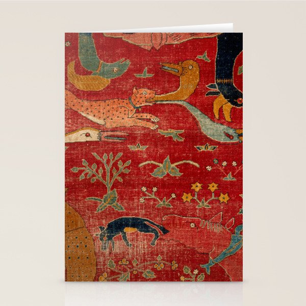 Animal Grotesques Mughal Carpet Fragment Digital Painting Stationery Card Gallery Image 1