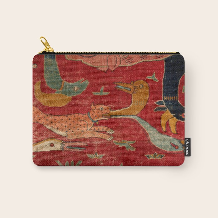 Animal Grotesques Mughal Carpet Fragment Digital Painting Carry All Pouch Gallery Image 1