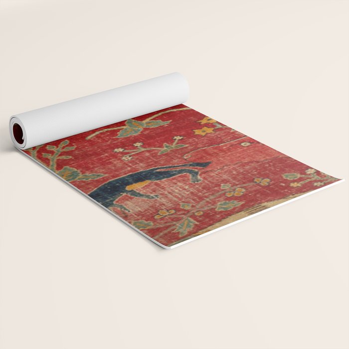 Animal Grotesques Mughal Carpet Fragment Digital Painting Yoga Mat Gallery Image 2