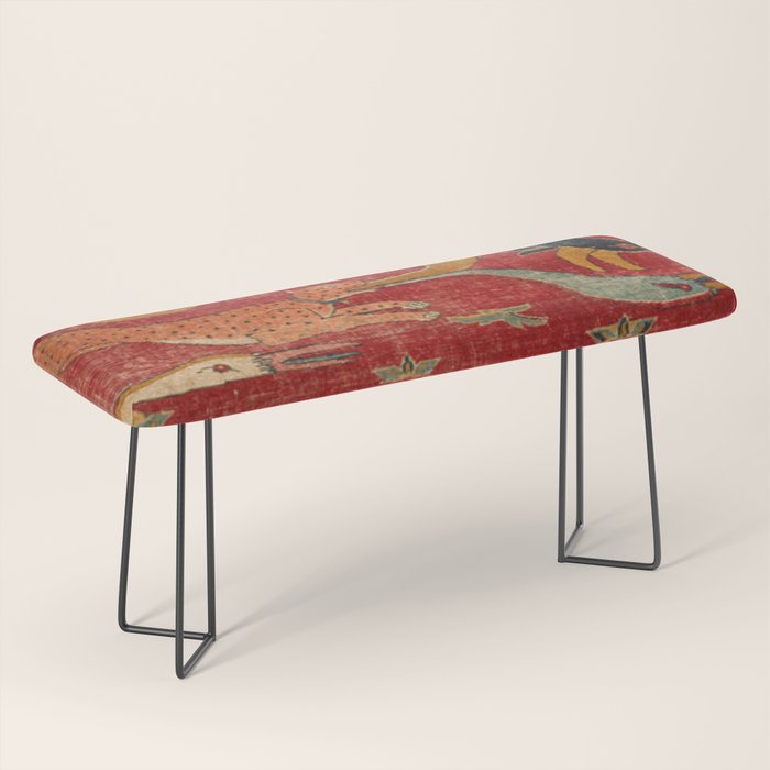 Animal Grotesques Mughal Carpet Fragment Digital Painting Bench Gallery Image 1