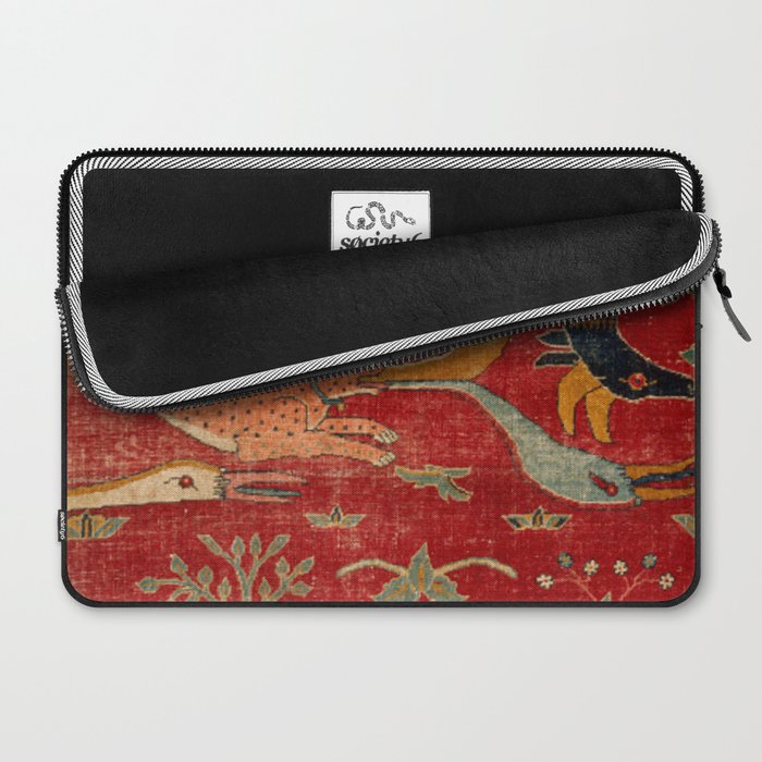 Animal Grotesques Mughal Carpet Fragment Digital Painting Laptop Sleeve Gallery Image 2
