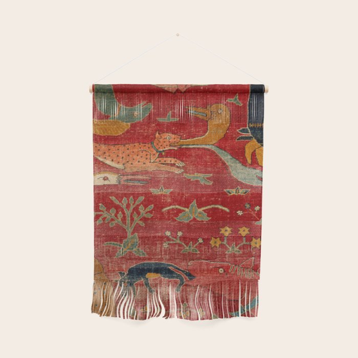 Animal Grotesques Mughal Carpet Fragment Digital Painting Wall Hanging Gallery Image 1