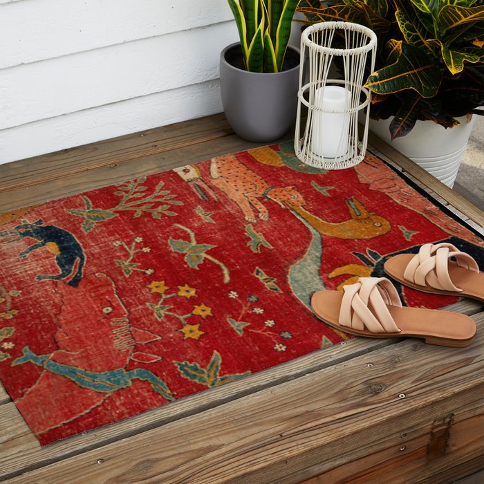 Animal Grotesques Mughal Carpet Fragment Digital Painting Outdoor Rug Gallery Image 2