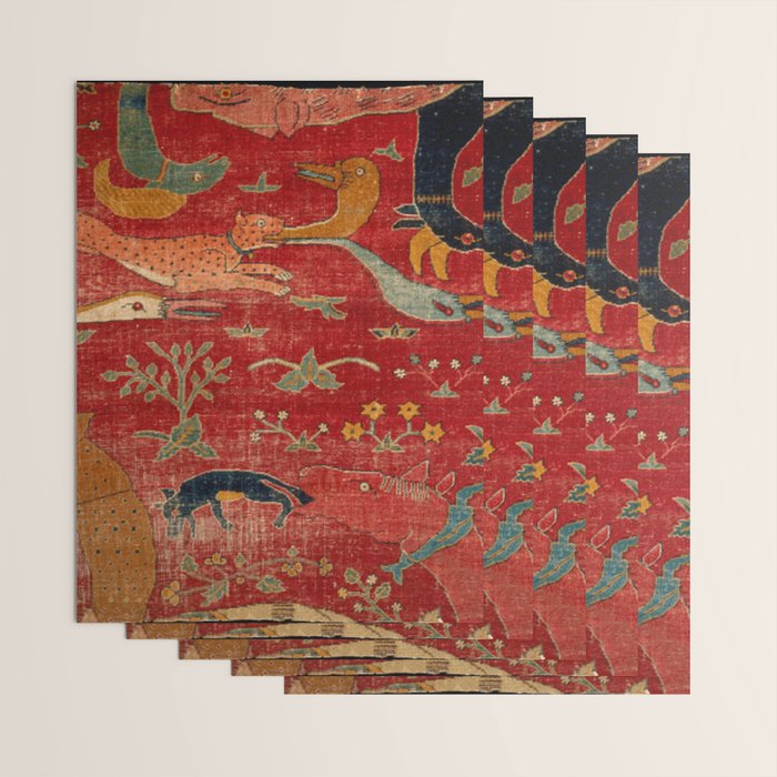 Animal Grotesques Mughal Carpet Fragment Digital Painting Wrapping Paper Gallery Image 3