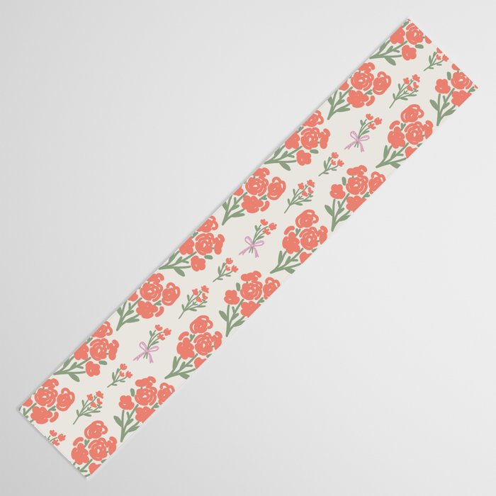 Preppy Grandmillennial Cute Red Flowers Table Runner Gallery Image 3